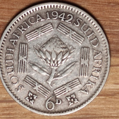 Africa de sud - moneda de colectie argint 0.800 - 6 pence 1942 - George VI
