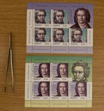 Ludwing van Beethoven, 250 de ani de la nastere, minicola 5 timbre si 1 vinieta 2020 LP 2293c