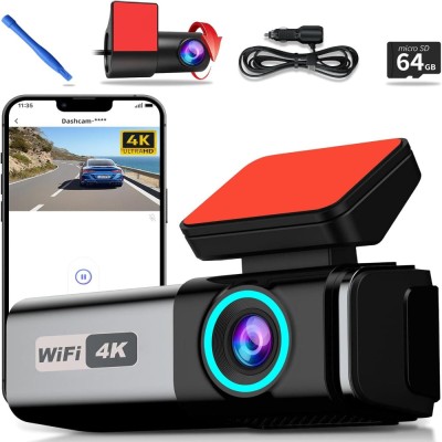 Camera Auto de Bord 4K Full HD, WiFi, Unghi 170&amp;deg;, Vedere Nocturna, G-Sensor, Inregistrare Bucla, Monitorizare Parcare, Card 64GB Inclus, Negru foto