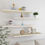 VidaXL Rafturi perete suspendate 4 buc. stejar/alb 120x23,5x3,8 cm MDF