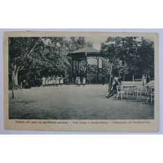 BUZIAS - VEDERE DIN PARC CU PAVILIONUL MUZICII , CARTE POSTALA ILUSTRATA , MONOCROMA, CIRCULATA , DATATA 1926