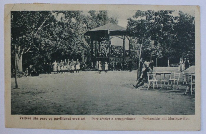 BUZIAS - VEDERE DIN PARC CU PAVILIONUL MUZICII , CARTE POSTALA ILUSTRATA , MONOCROMA, CIRCULATA , DATATA 1926