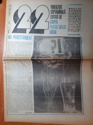 ziarul &amp;quot;22&amp;quot; 2 februarie 1990-silviua brucan,pavel campeanu,procesul comunistilor foto