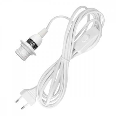 Cablu adaptor 3.5m cu dulie E14 si intrerupator, Kwmobile, Alb, PVC, 40416 foto