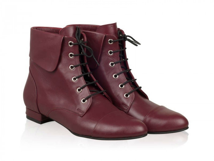 Botine piele naturala Magdalena Bordo - sau Orice Culoare