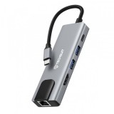 Hub USB-C Techsuit H1 NetBridge, 5in1, Gri