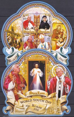 DB1 Sierra Leone Papa Francisc Ziua Tineretului la Krakovia MS + SS MNH foto