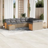 Gossi set canapele de gradina cu perne, 10 piese, bej, poliratan