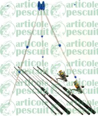 Kit Complet 3.9m Pescuit Feeder 2 Lansete 2 Mulinete 9 Rulm Si Tripod 4 Posturi foto