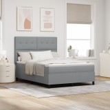 VidaXL Pat Box Spring cu saltea și lumină LED, gri deschis, 160 x 200 cm. Cadru din țesătură.
