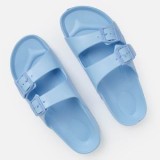 Sandale dama cu barete si inchidere tip cataramă, culoare bleu deschis, talpa stabila, CMCLASS