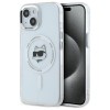 Husa MagSafe pentru Apple iPhone 15 Plus, Karl Lagerfeld, IML Metal Choupette&#039;s Head, Alba