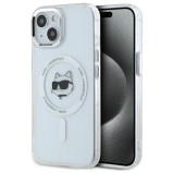 Husa MagSafe pentru Apple iPhone 15 Plus, Karl Lagerfeld, IML Metal Choupette&#039;s Head, Alba