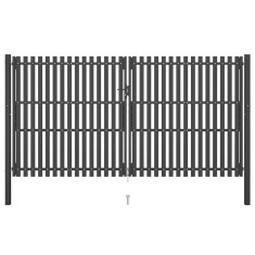 Poartă de gard grădină, antracit, 4 x 2,5 m, oțel