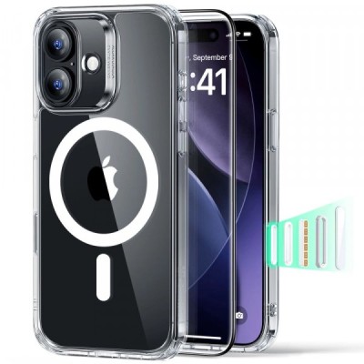 Husa MagSafe pentru Apple iPhone 17, ESR, Classic Hybrid with Screen Protector, Transparenta foto