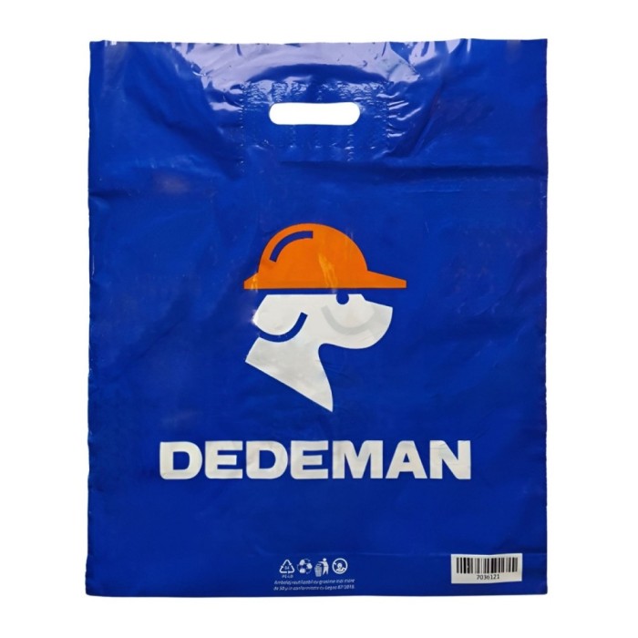Sacosa personalizata Dedeman, tip banana, PJD, albastru, 50 x 42 cm