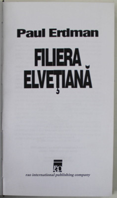 FILIERA ELVETIANA de PAUL ERDMAN , 1993 , COPERTA CARTONATA foto
