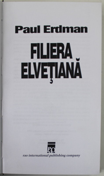 FILIERA ELVETIANA de PAUL ERDMAN , 1993 , COPERTA CARTONATA