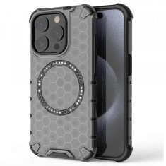 Husa MagSafe pentru Apple iPhone 15 Pro, Techsuit, HoneyComb Shield, Neagra