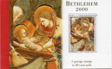 Palestina 2000 - Craciun, Bethlehem, carnet timbre folio aur