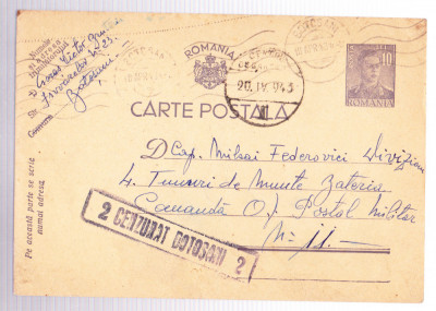 AMS# - CARTE POSTALA CENZURAT BOTOSANI - 2, 1943 foto
