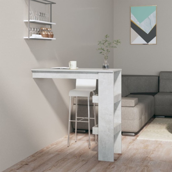 Gossi masa bar de perete gri beton 102x45x103,5 cm lemn compozit