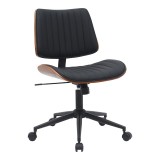 Cumpara ieftin Scaun birou Amani negru piele ecologica PU si placaj nuc 52x54x90.5 cm