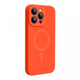 Lemontti Husa Liquid Silicon MagCharge iPhone 15 Pro Max Portocaliu Neon (protectie 360&deg;, material fin, captusit cu microfibra)
