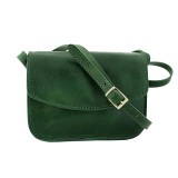 Geanta dama umar piele naturala vachetta verde P158V tip postas, 18x9x13 cm, 3 compartimente, fabricata in Italia
