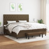 vidaXL Pat box spring cu saltea, maro &icirc;nchis, 200x200 cm, textil