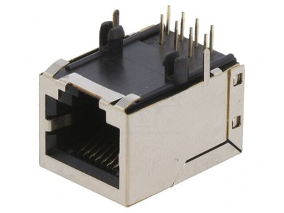 Soclu RJ45 8p8c Aurit pentru PCB THT foto