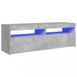 Cumpara ieftin Comoda TV cu lumini LED, gri beton, 120x35x40 cm