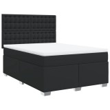 Cumpara ieftin Pat box spring cu saltea, negru, 140x200 cm, piele ecologica