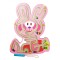 Joc Montessori cu Bile, Cyrax, Creion Magnetic, Tip Labirint, din Lemn, Model Iepuras, 19.5x15.5 cm, Roz