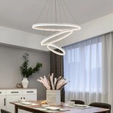 Lustra LED suspendata cu telecomanda SERENA 84W, 3 Cercuri, lumina Rece/Calda/Neutra, Dimabila, Alb, Inaltime Reglabila, Alessandro DESIGN