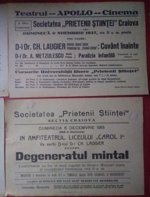 9 Afișe Conferințe Dr. Charles Laugier - 1915 - 1927 foto