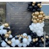 Set 163 baloane din latex, flippy, model petrecere pentru arcada, baloane party, 12 cm, 30 cm, 45 cm, negru, auriu, alb