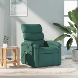 VidaXL Fotoliu de masaj rabatabil, verde &icirc;nchis, material textil