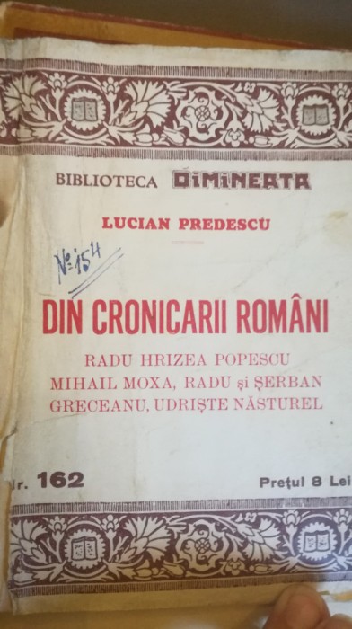 Din cronicarii romani, Lucian Predescu, biblioteca Dimineata nr 162