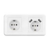 Resigilat Priza Dubla Techstar PCU2, 2 USB, 2.1A, 16A, Policarbonat, Alb, Incastrata, Protectie Suprasarcina