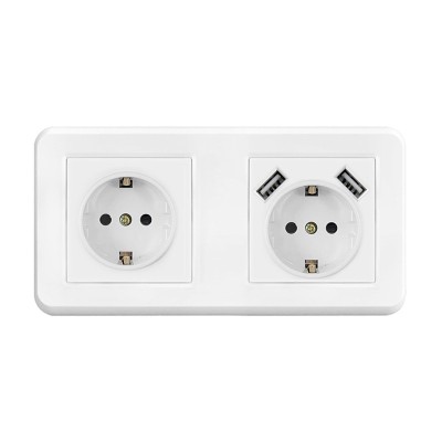 Resigilat Priza Techstar&amp;reg; PCU2, Dubla, 2 x USB, 2.1 A, Culoare Alb, Policarbonat, 16A foto