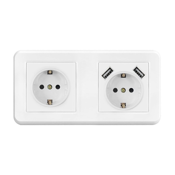 Resigilat Priza Techstar&reg; PCU2, Dubla, 2 x USB, 2.1 A, Culoare Alb, Policarbonat, 16A