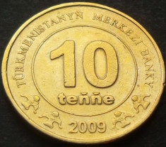 Moneda exotica 10 TENNE - TURKMENISTAN, anul 2009 *cod 1313 foto