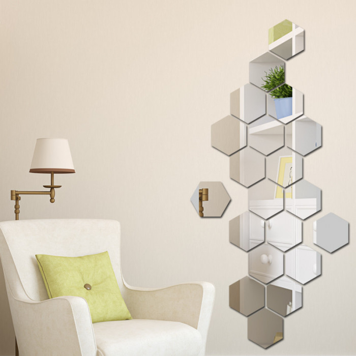 Oglinda Design Hexagon Acrilica Cristal &amp; Diamant - Luxury Home - 18 cm - 1 Buc