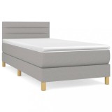 Cumpara ieftin Pat box spring cu saltea, gri deschis, 100x200 cm, textil