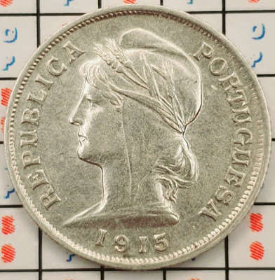 Portugalia 10 centavos 1915 argint - km 563 - A009 foto