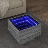 Masă laterală cu LED, sonoma gri, 40x40x30 cm, lemn prelucrat