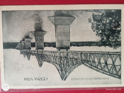 Podul de la Cerna-Voda , anii 1910 .Superba carte postala , interesanta foto