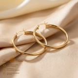 Cercei Cercuri Clasice Brazilia , 3,5 cm, placati cu aur 18K