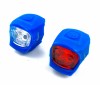 Set Far si Stop Bicicleta S90, 2 LED, Albastru, Silicon, Baterii Incluse, Siguranta Sporita